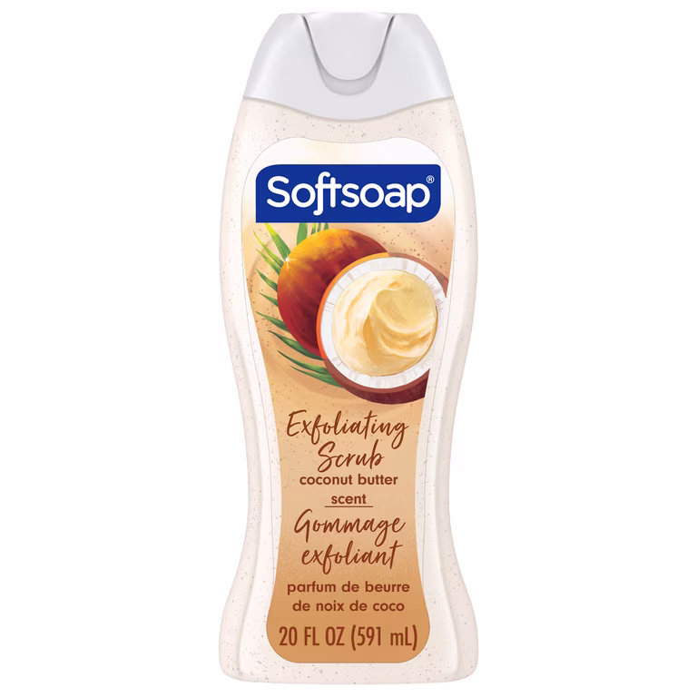 Softsoap Gel de Baño Exfoliante de Manteca de Coco para Todo Tipo de Piel, 20 fl oz