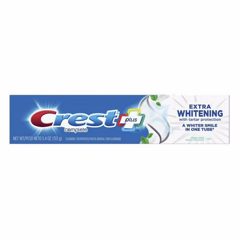 Pasta de Dientes Blanqueadora Extra Completa Crest Plus con Protección contra el Sarro Menta Limpia 5.4 oz