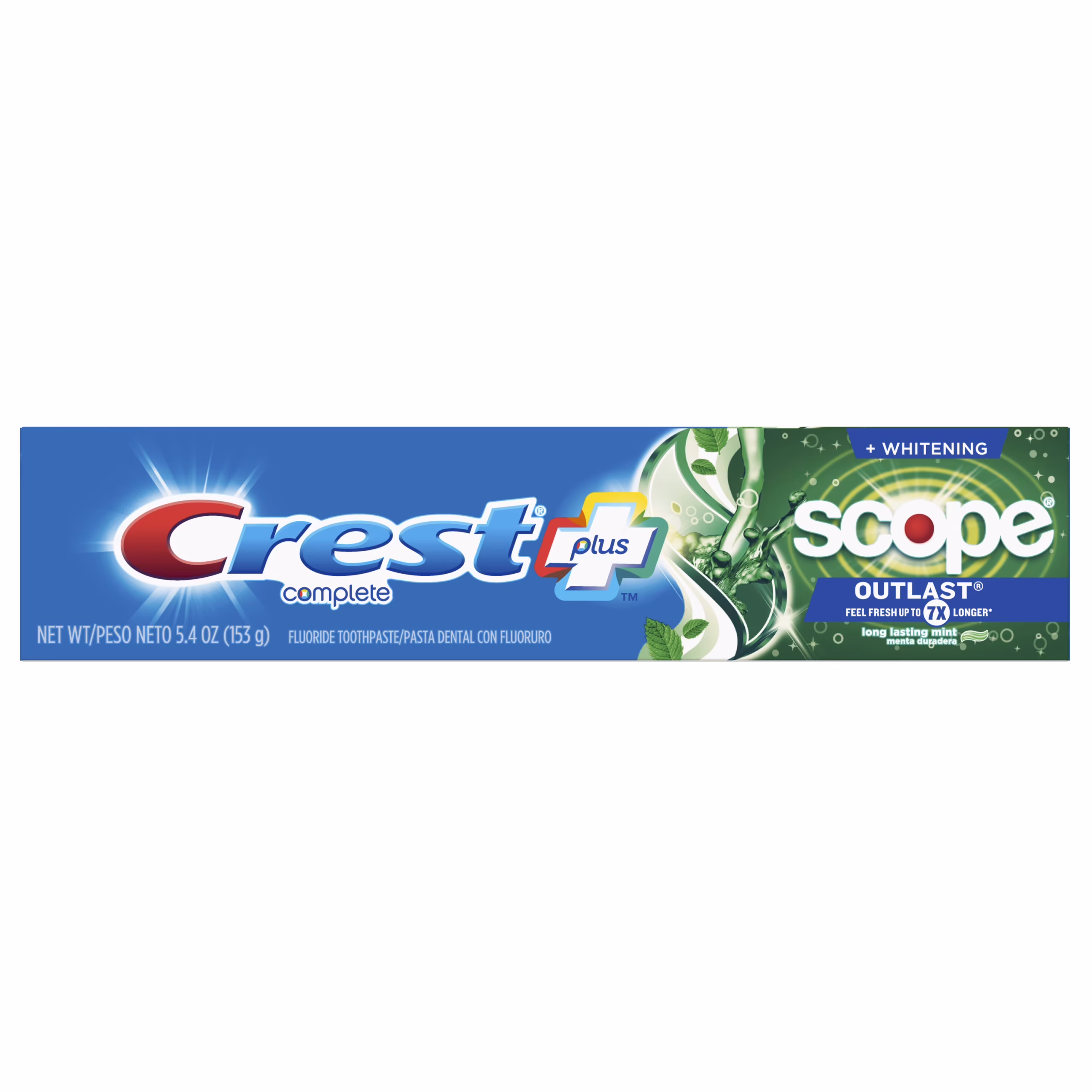 Pasta dental blanqueadora completa Crest Plus Scope Outlast, menta, 153 g (5.4 oz)