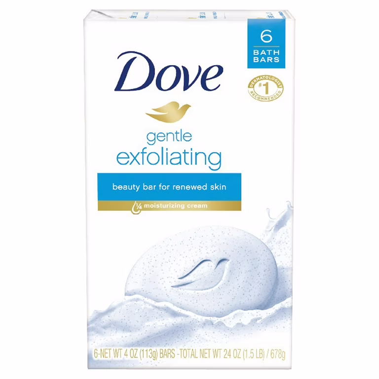 Dove Beauty Bar Exfoliante suave 6 barras, 3.75 oz