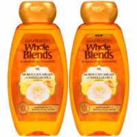 Garnier Whole Blends Shampoo con Extractos de Aceites de Argán Marroquí y Camelia, para Cabello Seco, Paquete de 2, 12.5 fl oz